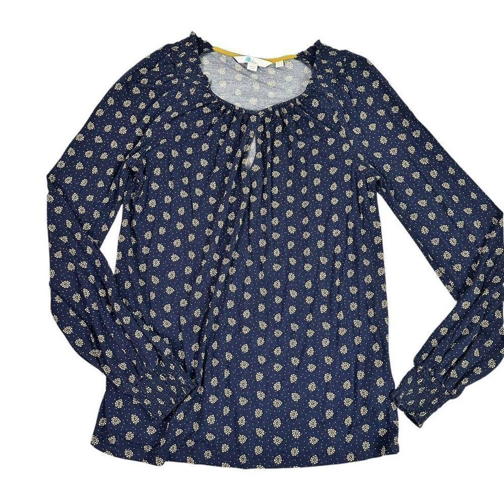 Boden size 6 Vicky Long Sleeve Jersey Knit Top Keyhole